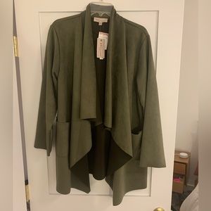 Philosophy Plus Faux Leather Draped Front Jacket 1X